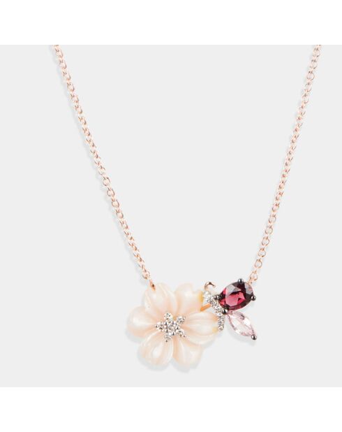 Collier Dorothea Diamants 0.047 ct & mix pierres 1.73 ct or rose