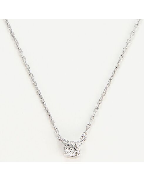 Collier Solitaire Diamant 0.08 ct or blanc