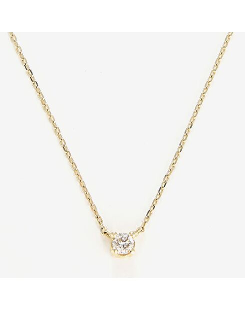 Collier Solitaire Diamant 0.08 ct or jaune
