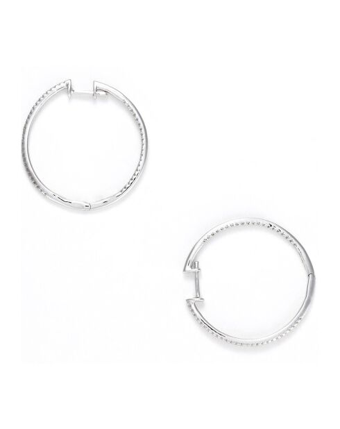Boucles d'Oreilles Créoles Diamants 0.25 ct or blanc