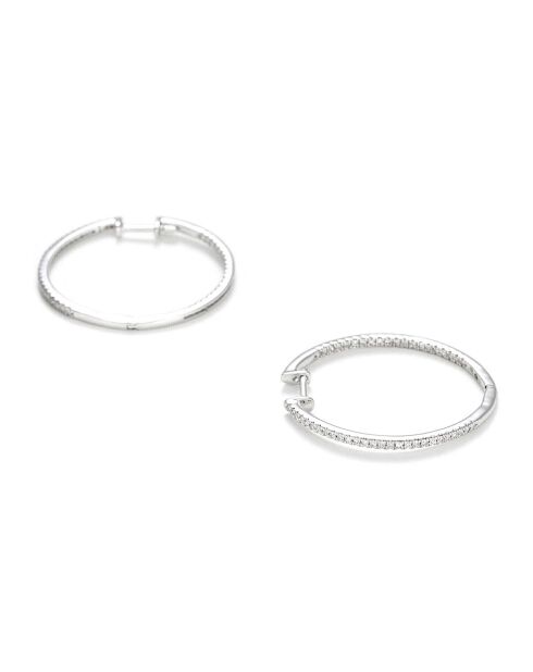 Boucles d'Oreilles Créoles Diamants 0.25 ct or blanc
