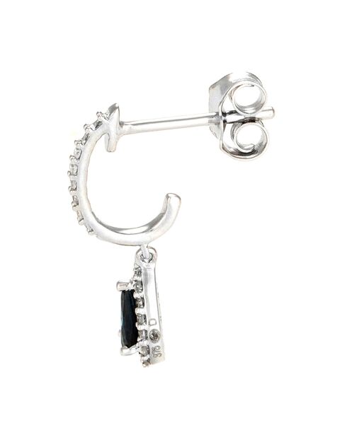 Aretes colgantes con diamantes de 0,15 quilates y zafiros de 0,5 quilates en oro blanco