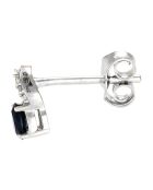 Boucles d'oreilles Larme Diamant 0.02 ct & Saphir 0.32 ct or blanc