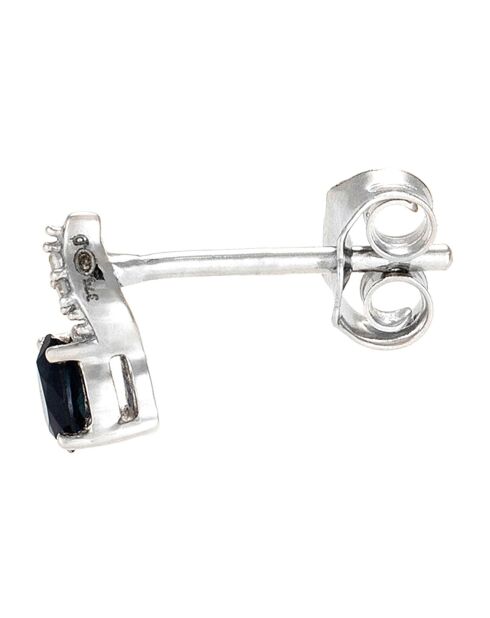 Boucles d'oreilles Larme Diamant 0.02 ct & Saphir 0.32 ct or blanc