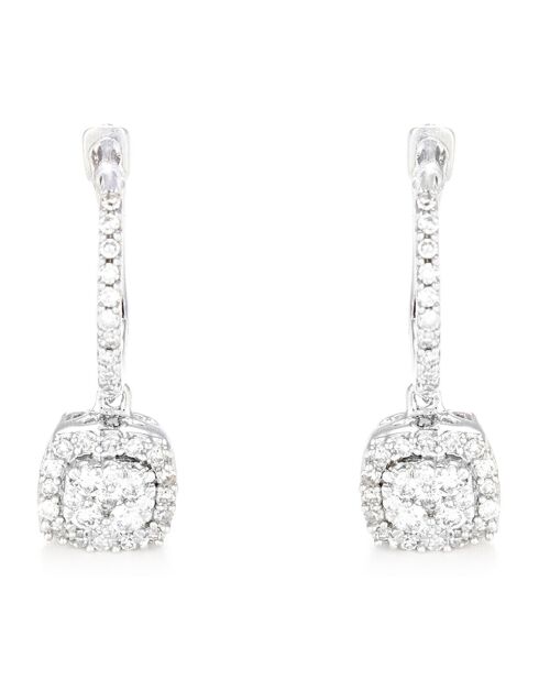 Boucles d'Oreilles Quadra Diamants 0.295 ct or blanc