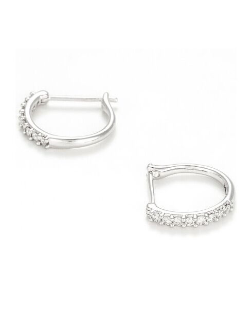 Boucles d'oreilles Créoles Pétillantes Diamants 0.16 ct or blanc