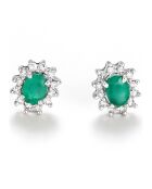 Boucles d'oreilles Etoiles Diamants 0.12 ct & Emeraudes 0.3 ct or blanc