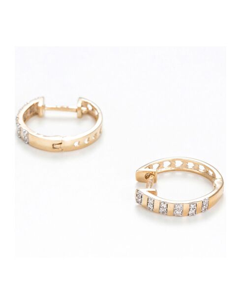 Boucles d'oreilles Linéa Diamants 0.08 ct or jaune