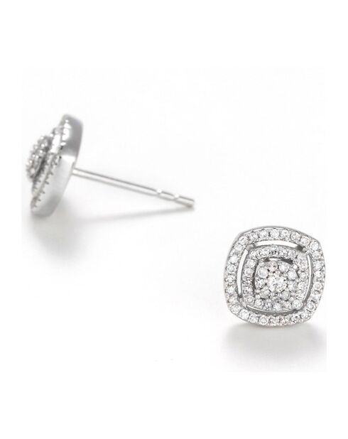 Boucles d'oreilles Carré richesse Diamants 0.25 ct or blanc