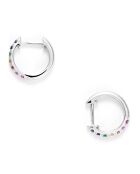 Boucles d'Oreilles Colorful Love Saphirs 0.19 ct, Emeraudes 0.04 ct & Rubis 0.05 ct  or blanc