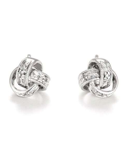 Boucles d'oreilles Joli Noeud Diamants 0.02 ct or blanc