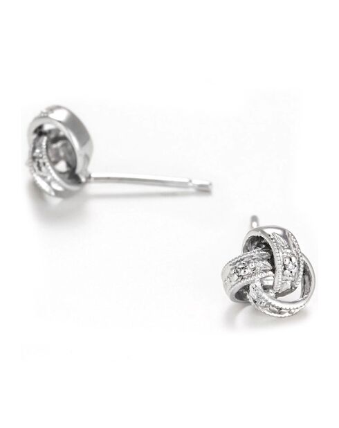 Boucles d'oreilles Joli Noeud Diamants 0.02 ct or blanc