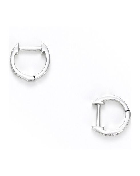 Boucles d'oreilles Anneau pm diamants 0,06 ct or blanc