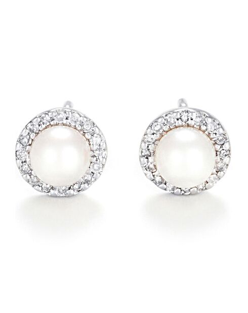 Boucles d'oreilles Perles Enchantées Diamant 0.14 ct or blanc