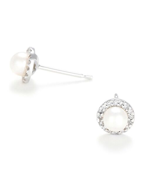 Boucles d'oreilles Perles Enchantées Diamant 0.14 ct or blanc