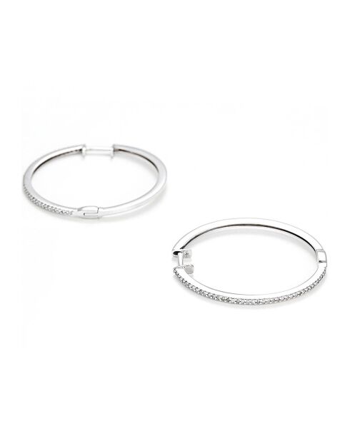 Boucles d'oreilles Elégantes Créoles  Diamants 0.24 ct or blanc