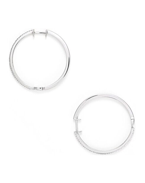 Boucles d'oreilles Elégantes Créoles  Diamants 0.24 ct or blanc