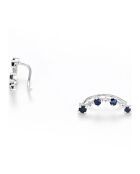 Boucles d'Oreilles Grimpantes Océan Diamants 0.018 ct & Saphirs 0.49 ct or blanc