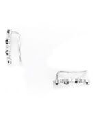 Boucles d'Oreilles Grimpantes Océan Diamants 0.018 ct & Saphirs 0.49 ct or blanc