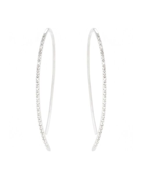 Boucles d'Oreilles Lianes précieuses Diamants 0.15 ct or blanc