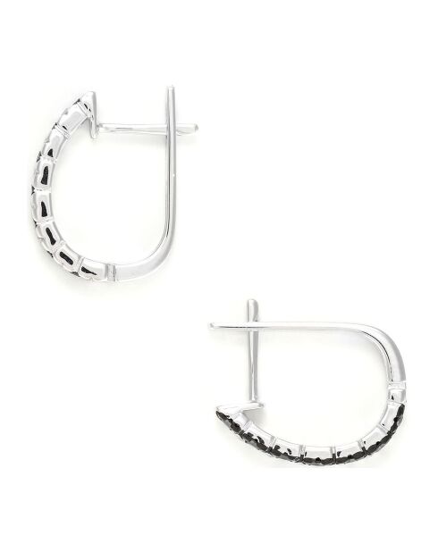 Boucles d'oreilles Black and White Diamant noir et blanc 0.28 ct or blanc