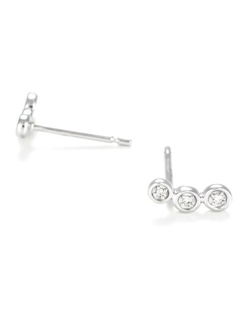 Orecchini in oro bianco 0,02 ct con tre diamanti