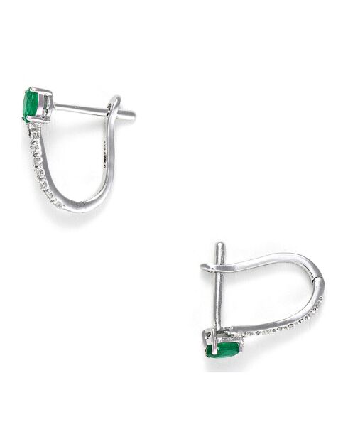 Boucles d'oreilles Belle Emeraude Diamants 0.09 ct Emeraudes 0.34 ct or blanc