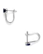 Boucles d'oreilles Beau Saphir Diamants 0.1ct & Saphirs 0.35ct or blanc