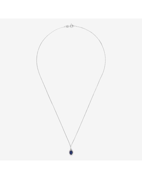 Colgante de diamantes de cortesía con zafiro de 0,09 quilates y oro blanco de 0,6 quilates
