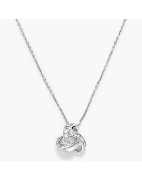 Pendentif Noeud Elegance Diamants 0.04 ct or blanc