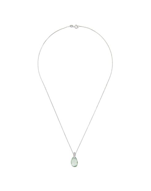 Pendentif & chaîne Bourgeon Diamants 0.03 ct & Améthyste 5 cts or blanc