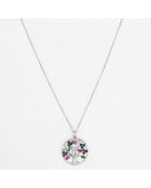 Pendentif Arbre à fleurs Diamants 0.02 ct Saphirs 0.72 ct Rhodolites 0.36 ct & Emeraudes 0.16 ct or blanc