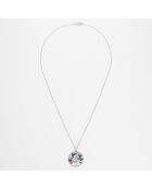 Pendentif Arbre à fleurs Diamants 0.02 ct Saphirs 0.72 ct Rhodolites 0.36 ct & Emeraudes 0.16 ct or blanc