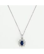 Pendentif Etoile Bleue Saphir 1.1 ct & Topaze Blanche 0.08 ct or blanc