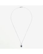 Pendentif Etoile Bleue Saphir 1.1 ct & Topaze Blanche 0.08 ct or blanc