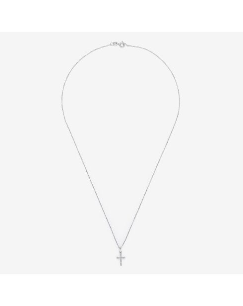Pendentif Croix du Bonheur Diamants 0.064 ct or blanc