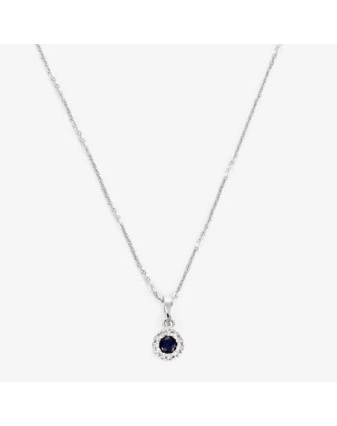 Pendentif Précieux Saphir Diamants 0.03 ct Saphir 0.16 ct or blanc