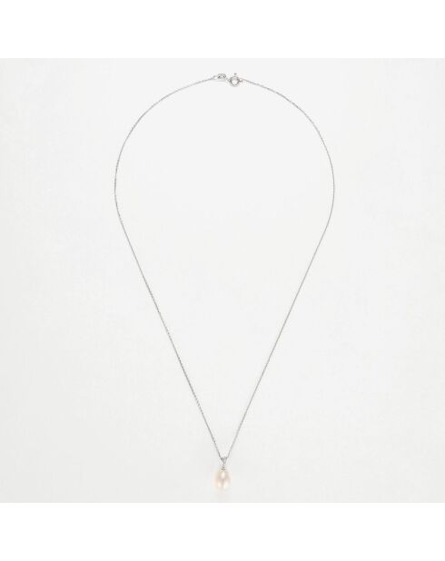 Pendentif & Chaîne Luliwa Diamants 0.02 ct & Perle or blanc