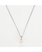 Pendentif & Chaîne Luliwa Diamants 0.02 ct & Perle or blanc