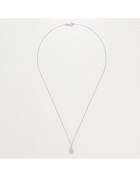 Pendentif & Chaîne Goutte de pluie Diamants 0.11 ct or blanc