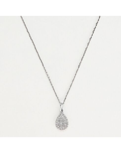 Pendentif & Chaîne Goutte de pluie Diamants 0.11 ct or blanc