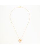 Anhänger aus 0,35 kt Granat mit extravaganter Blume und emailliertem Gelbgold