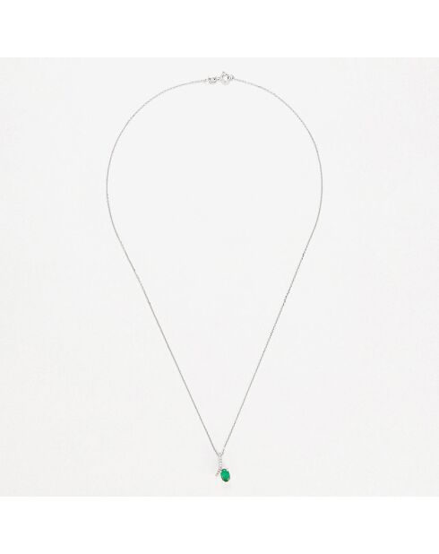 Wunderschöner Smaragd-Diamantanhänger 0,04 ct Smaragd 0,53 ct Weißgold