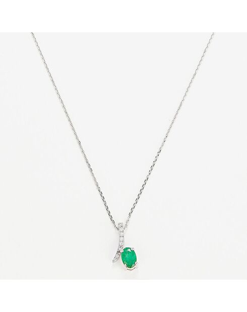 Pendentif Belle Emeraude Diamants 0.04 ct Emeraude 0.53 ct or blanc