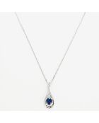 Pendentif Blue Tear Diamant 0.05 ct & Saphir 0.57 ct or blanc