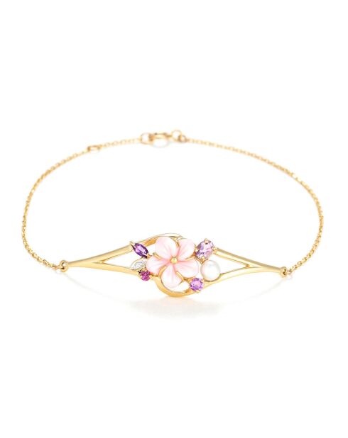 Bracelet Norina Diamants 0.005 ct & mix pierres 0.34 ct or jaune