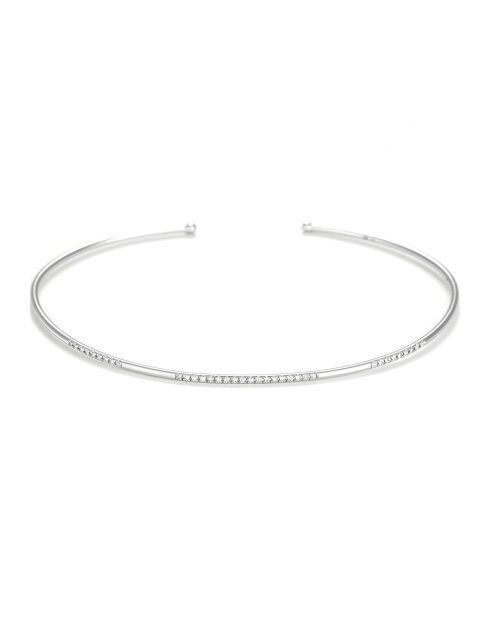 Brazalete con forma de línea dividida y diamantes de 0,07 quilates en oro blanco
