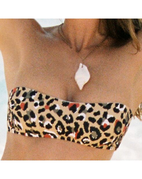Louise beige bikinitop met luipaardprint en hoofdband