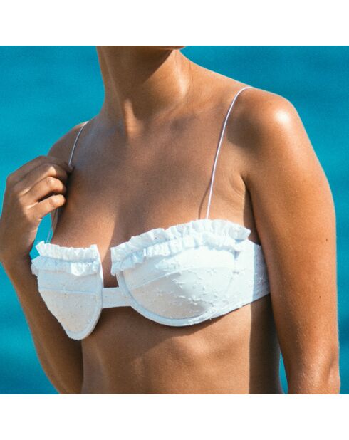 Top de baño Brigitte blanco con diadema
