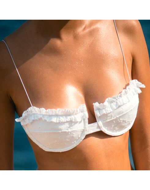 Top de baño Brigitte blanco con diadema